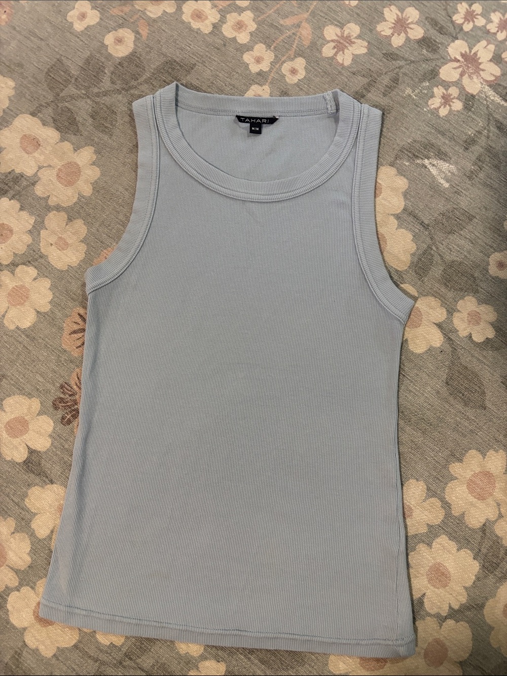 Tahari Light Blue Ribbed Tank